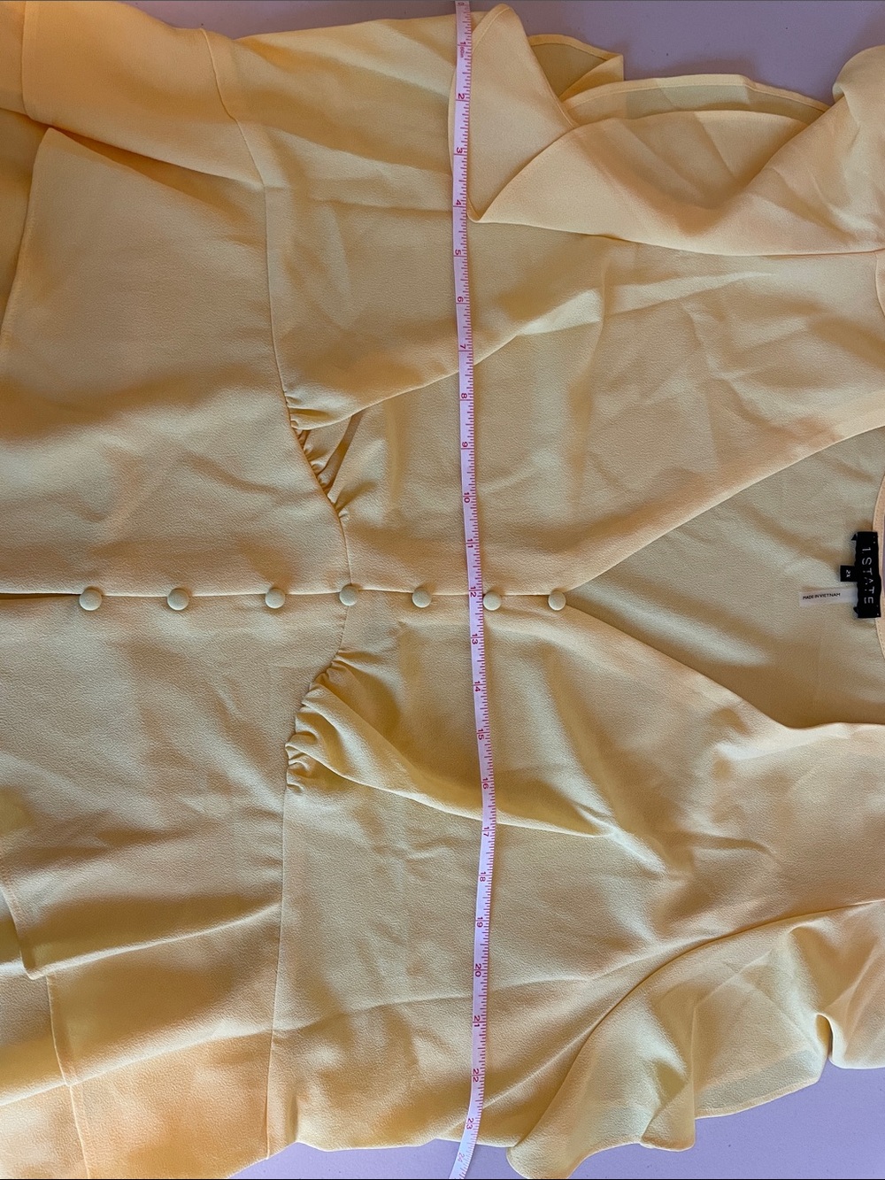 1. State Pale Yellow Ruffle Button-Front Blouse - Picture 4 of 5